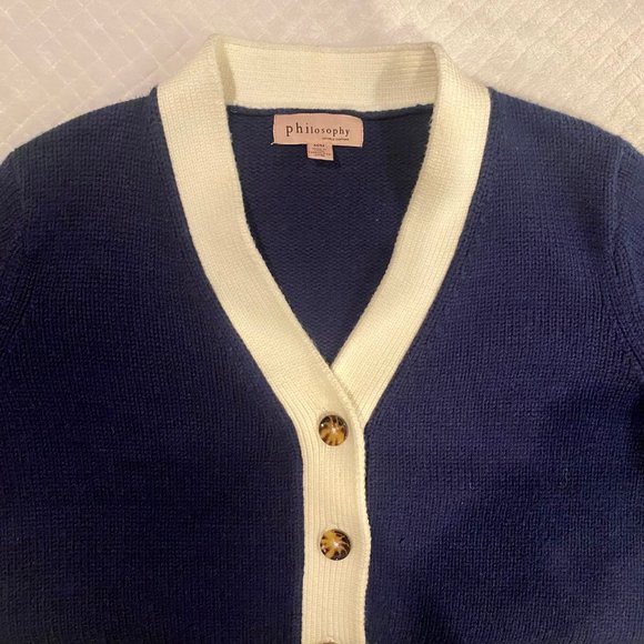 Philosophy Sweaters - Philosophy Navy.White Cardigan